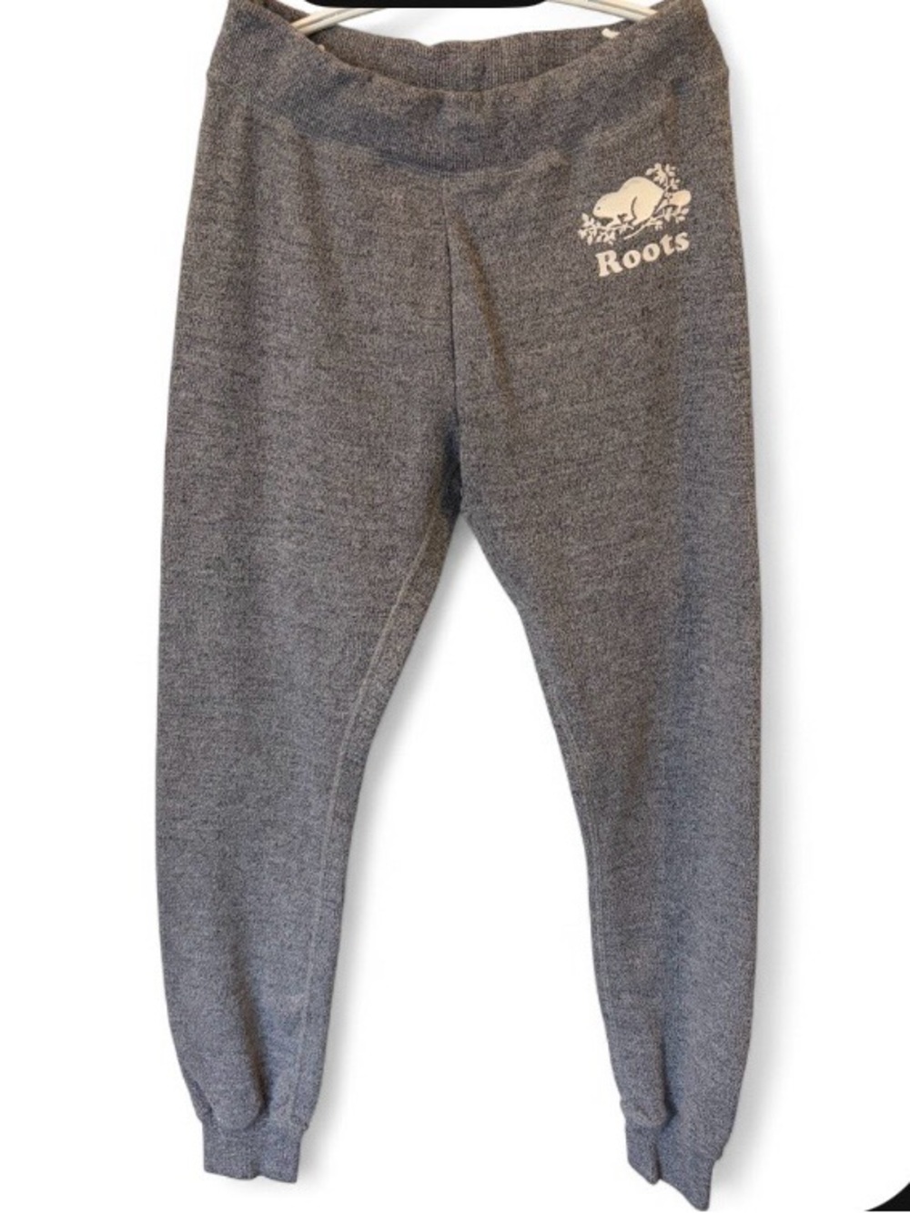 Roots woman’s light Charcoal Gray Fleece Joggers